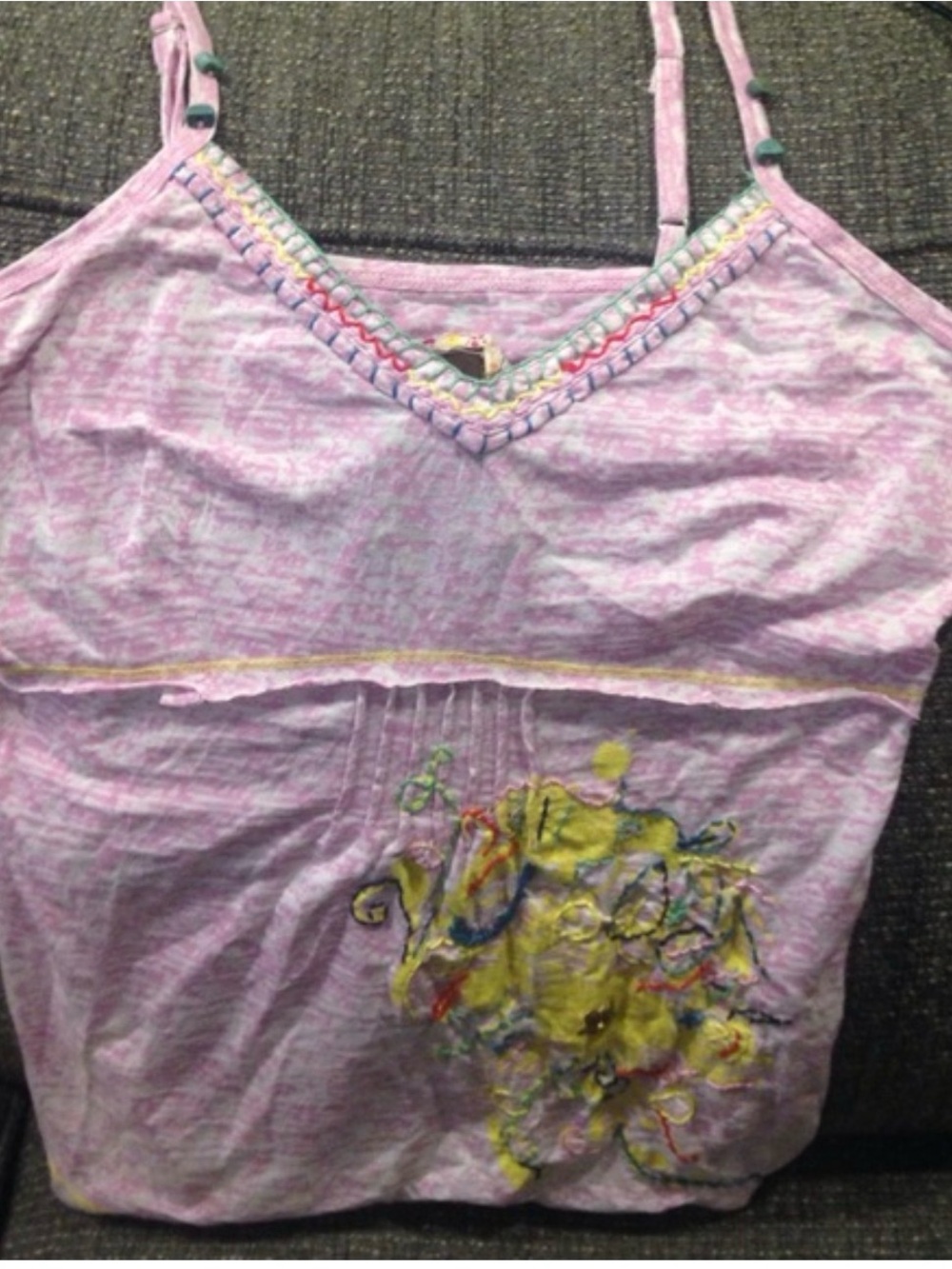 Hand Embroidered Pink Tank Top-M - Picture 15 of 16